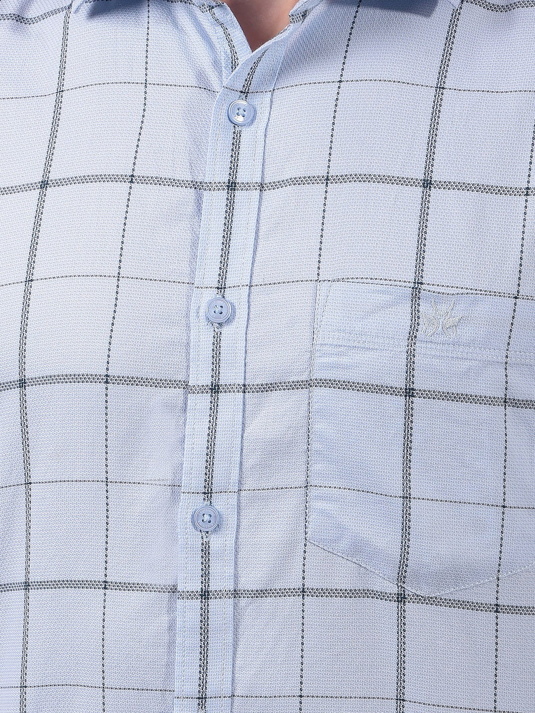 Blue Checked 100% Cotton Shirt-Men Shirts-Crimsoune Club