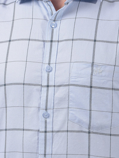 Blue Checked 100% Cotton Shirt-Men Shirts-Crimsoune Club