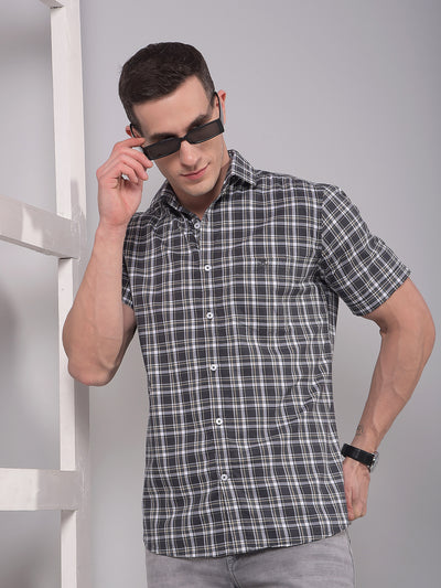 Purple Checked 100% Cotton Shirt-Men Shirts-Crimsoune Club