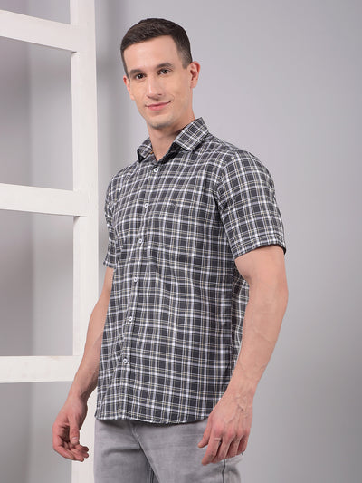Purple Checked 100% Cotton Shirt-Men Shirts-Crimsoune Club