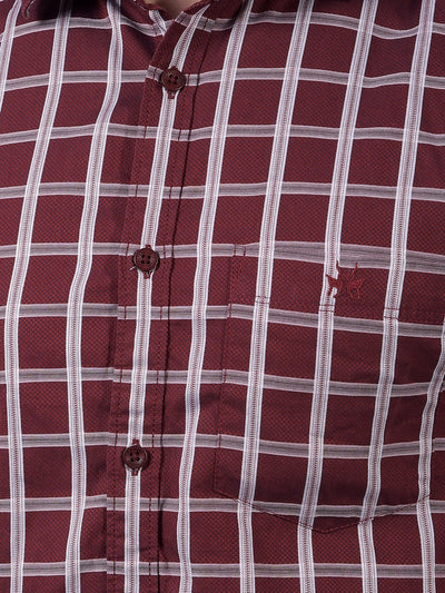 Maroon Checked 100% Cotton Shirt-Men Shirts-Crimsoune Club