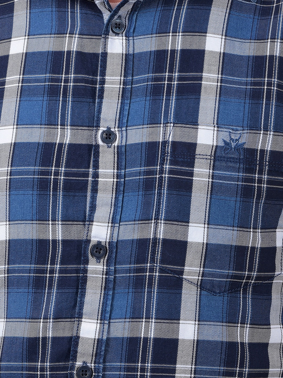 Blue Checked 100% Cotton Shirt-Men Shirts-Crimsoune Club
