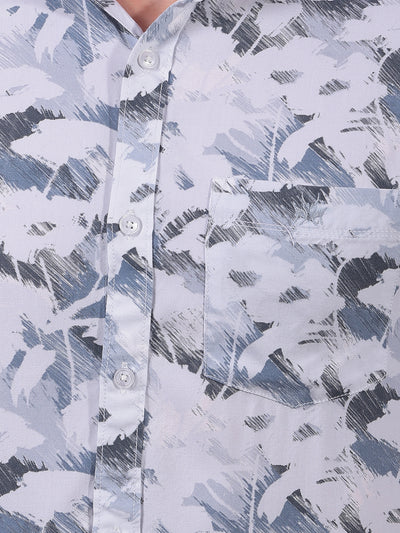 Grey Printed Linen Shirt-Men Shirts-Crimsoune Club