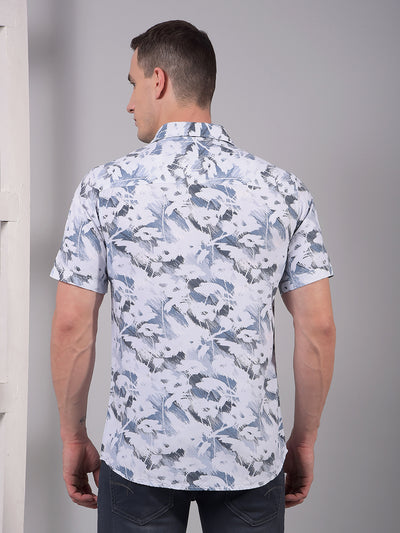 Grey Printed Linen Shirt-Men Shirts-Crimsoune Club