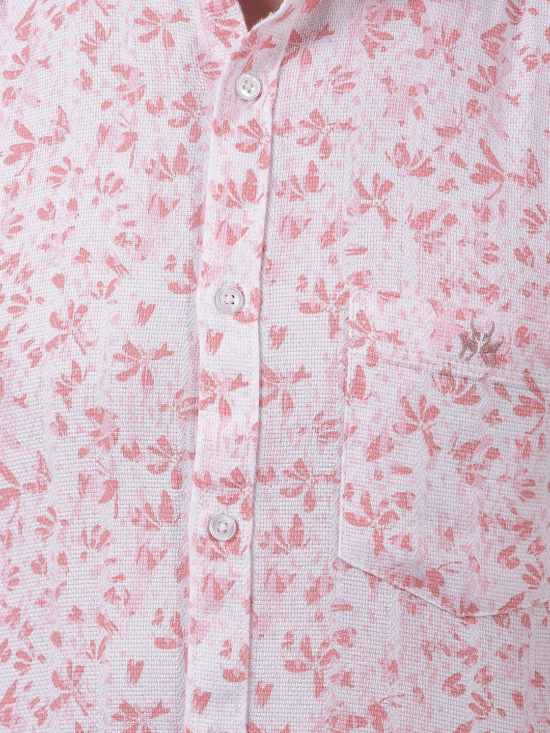 Pink Floral Print Linen Shirt-Men Shirts-Crimsoune Club