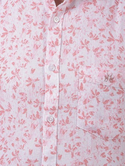 Pink Floral Print Linen Shirt-Men Shirts-Crimsoune Club