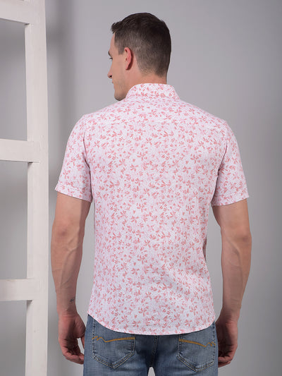 Pink Floral Print Linen Shirt-Men Shirts-Crimsoune Club