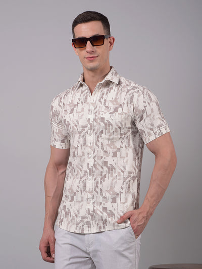 Purple Printed Linen Shirt-Men Shirts-Crimsoune Club