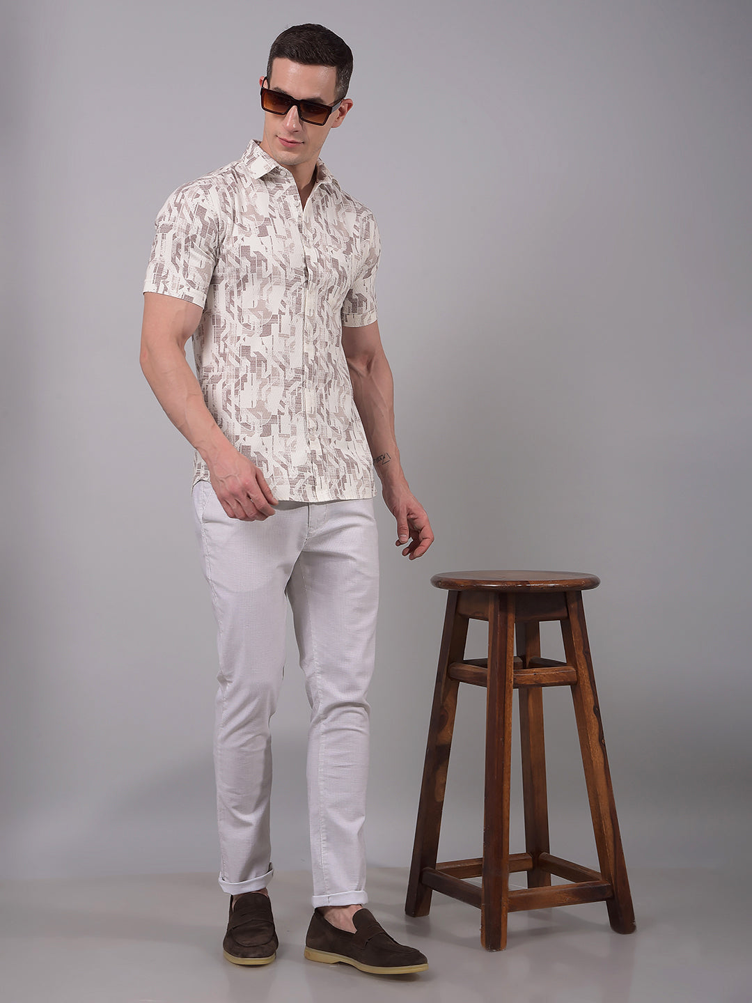 Purple Printed Linen Shirt-Men Shirts-Crimsoune Club