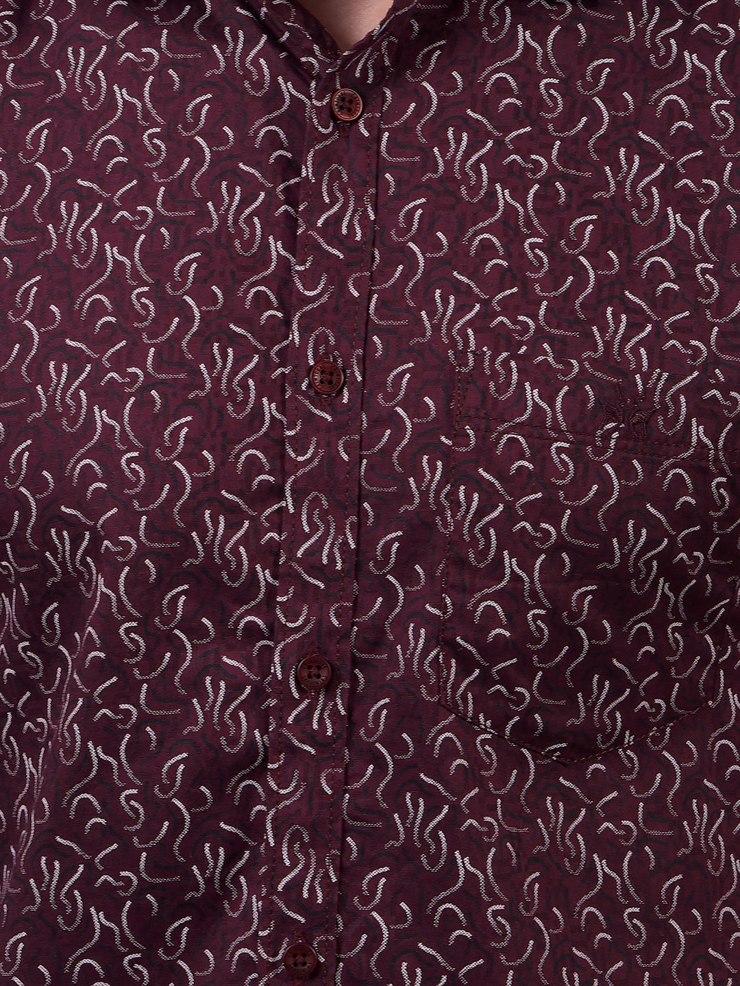 Maroon Printed Linen Shirt-Men Shirts-Crimsoune Club