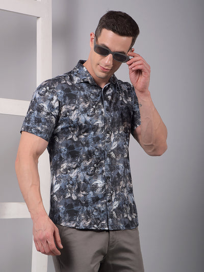 Multi-Color Floral Print Linen Shirt-Men Shirts-Crimsoune Club