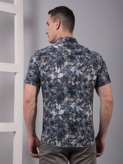 Multi-Color Floral Print Linen Shirt-Men Shirts-Crimsoune Club