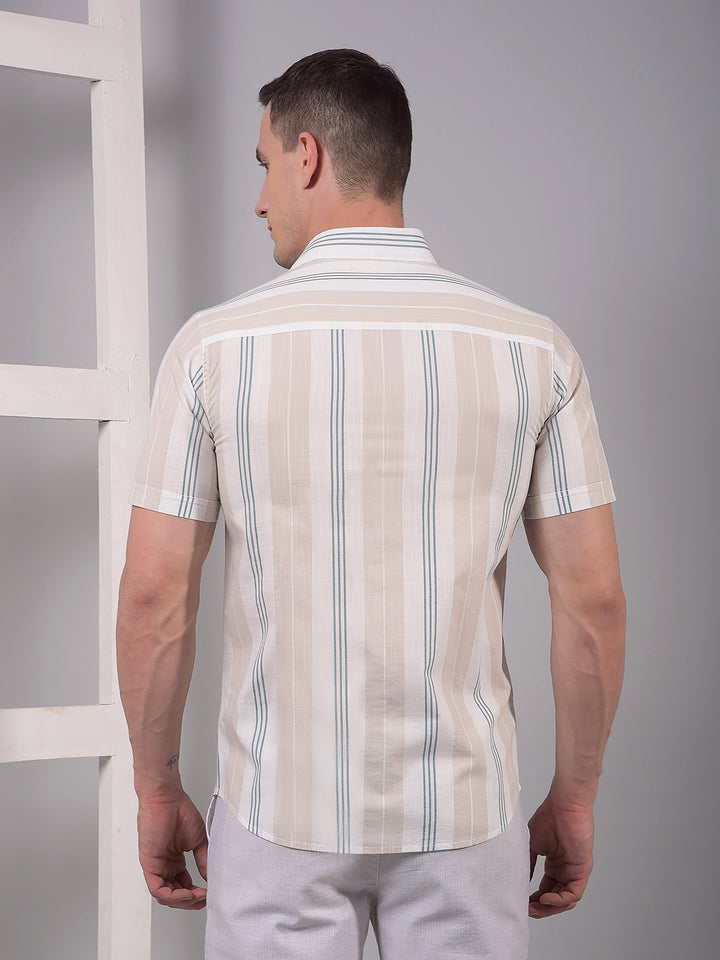 White Vertical Stripes 100% Cotton Shirt-Men Shirts-Crimsoune Club