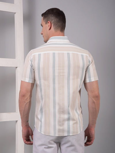 White Vertical Stripes 100% Cotton Shirt-Men Shirts-Crimsoune Club