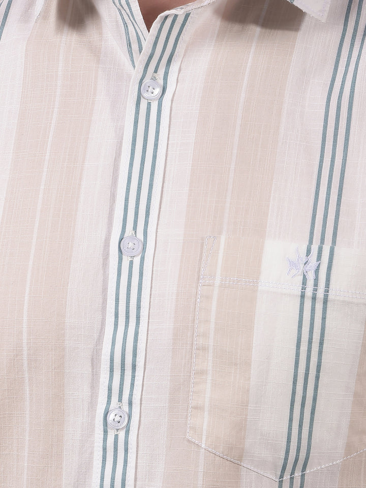 White Vertical Stripes 100% Cotton Shirt-Men Shirts-Crimsoune Club