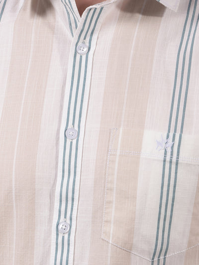 White Vertical Stripes 100% Cotton Shirt-Men Shirts-Crimsoune Club
