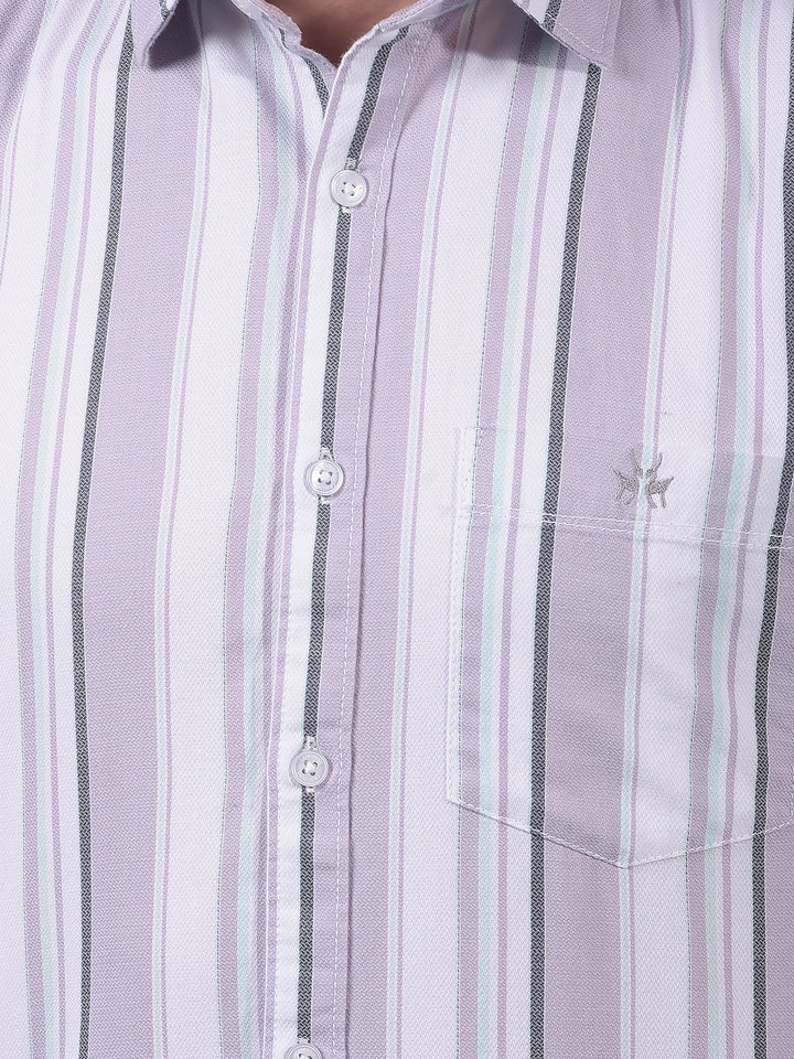 Purple Vertical Stripes 100% Cotton Shirt-Men Shirts-Crimsoune Club