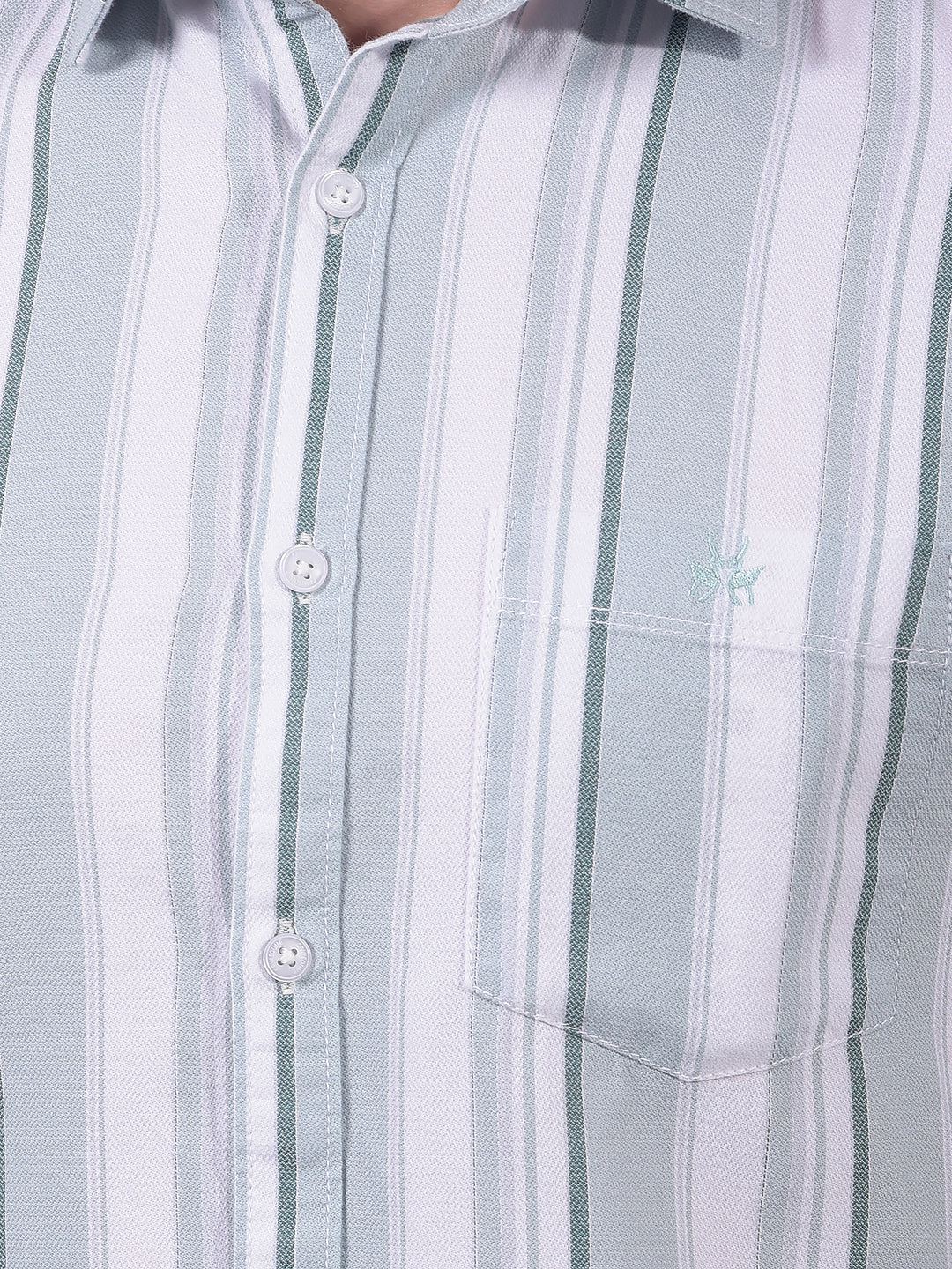 Green Vertical Stripes 100% Cotton Shirt-Men Shirts-Crimsoune Club