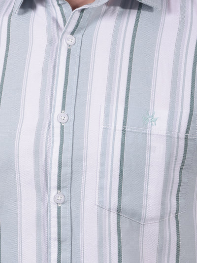 Green Vertical Stripes 100% Cotton Shirt-Men Shirts-Crimsoune Club
