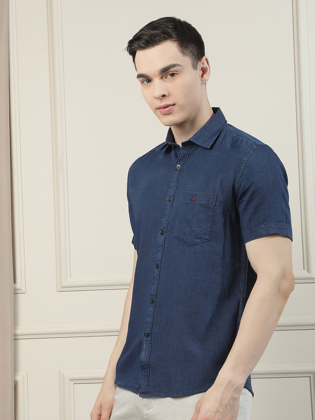 Blue 100% Cotton Shirt-Men Shirts-Crimsoune Club