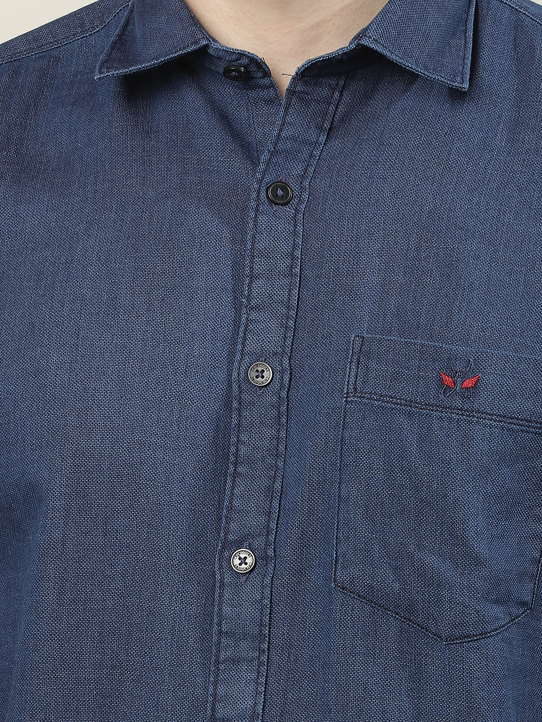 Blue 100% Cotton Shirt-Men Shirts-Crimsoune Club