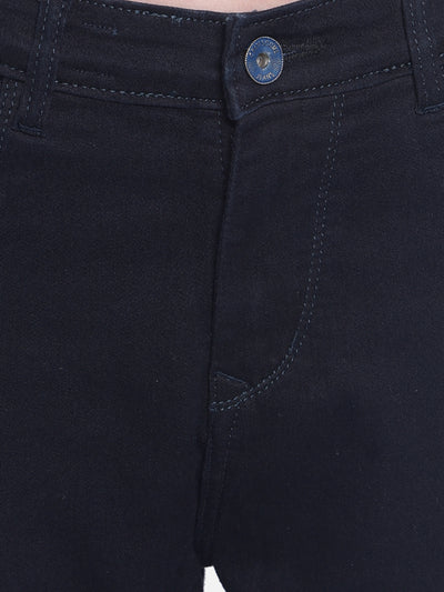 Navy Blue High Waist Jeans-Women Jeans-Crimsoune Club