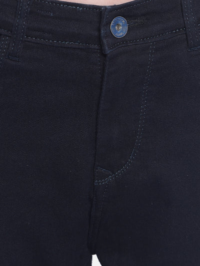Navy Blue High Waist Jeans-Women Jeans-Crimsoune Club