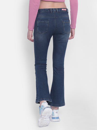 Blue Light Fade Bootcut Jeans-Women Jeans-Crimsoune Club