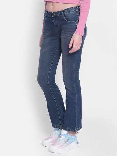 Blue Light Fade Bootcut Jeans-Women Jeans-Crimsoune Club