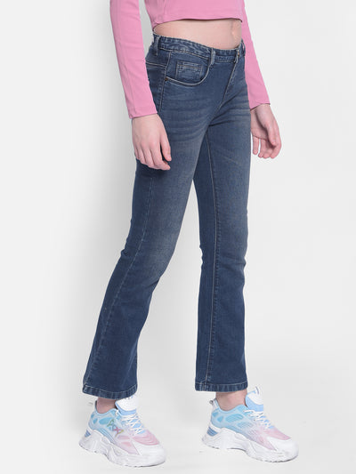 Blue Light Fade Bootcut Jeans-Women Jeans-Crimsoune Club