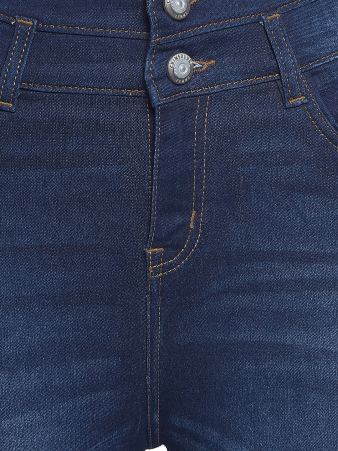 Navy Blue High Waist Jeans-Women Jeans-Crimsoune Club