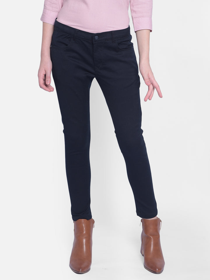 Navy Blue Skinny Jeans-Women Jeans-Crimsoune Club