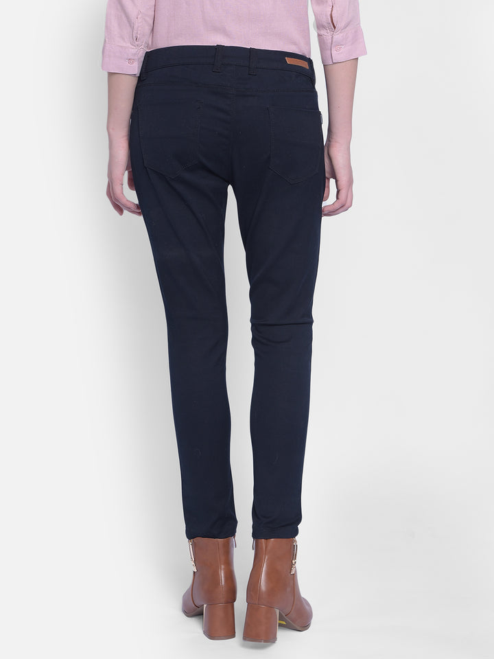 Navy Blue Skinny Jeans-Women Jeans-Crimsoune Club