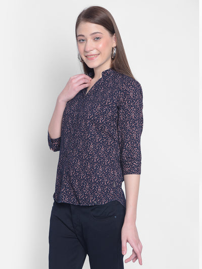 Peach Floral Shirt-Women Shirts-Crimsoune Club