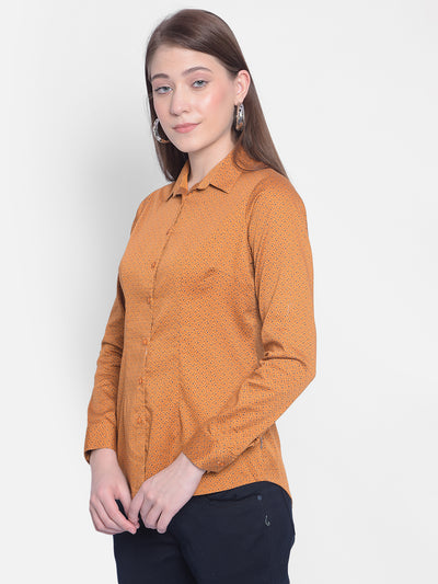 Mustard Printed Shirt-Women Shirts-Crimsoune Club