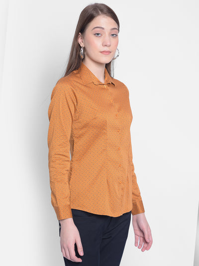 Mustard Printed Shirt-Women Shirts-Crimsoune Club