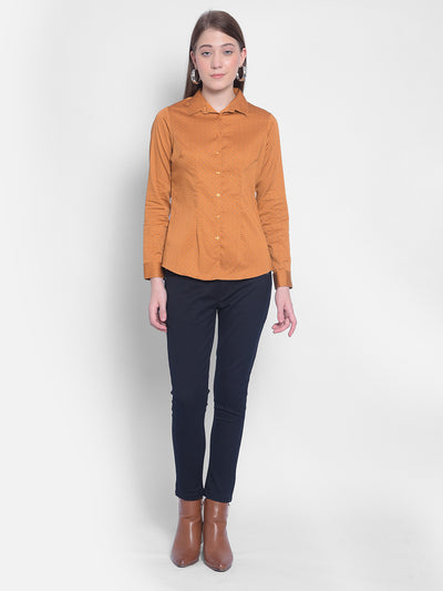 Mustard Printed Shirt-Women Shirts-Crimsoune Club