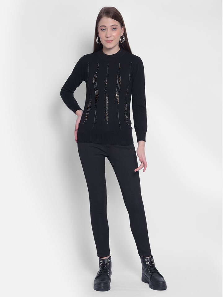 Black Sweater-Women Sweaters-Crimsoune Club