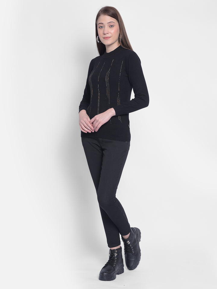 Black Sweater-Women Sweaters-Crimsoune Club