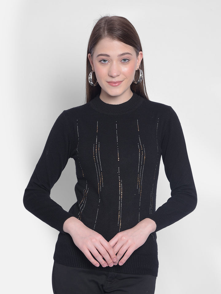 Black Sweater-Women Sweaters-Crimsoune Club