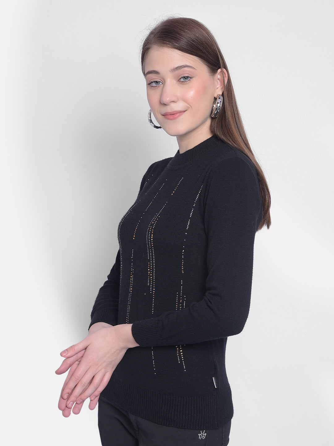 Black Sweater-Women Sweaters-Crimsoune Club