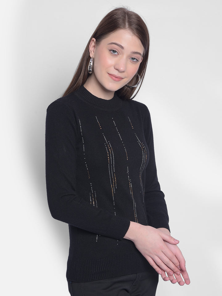 Black Sweater-Women Sweaters-Crimsoune Club