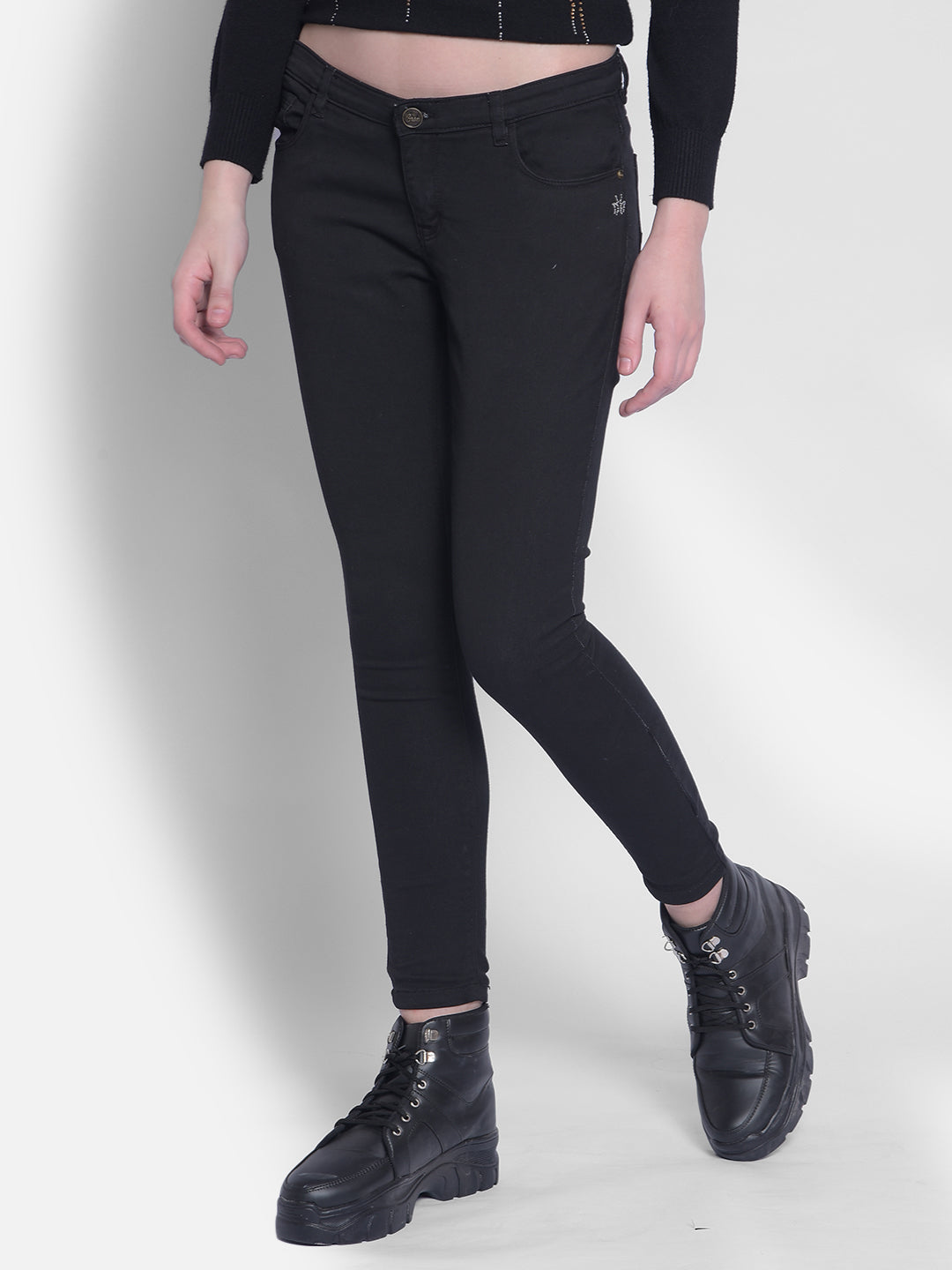 Black Skinny Jeans-Women Jeans-Crimsoune Club