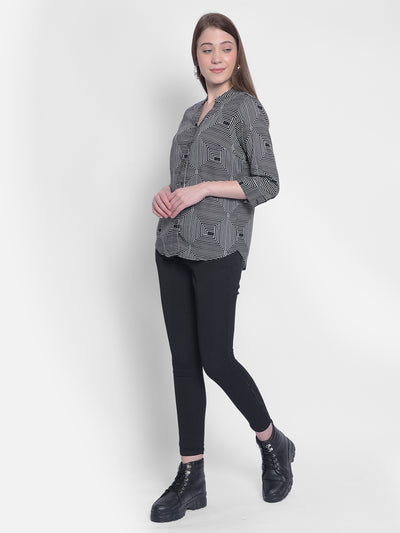 Black Printed Shirt-Women Shirts-Crimsoune Club