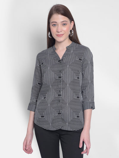 Black Printed Shirt-Women Shirts-Crimsoune Club