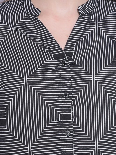 Black Printed Shirt-Women Shirts-Crimsoune Club