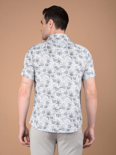 Grey Floral Printed Shirt-Men Shirts-Crimsoune Club