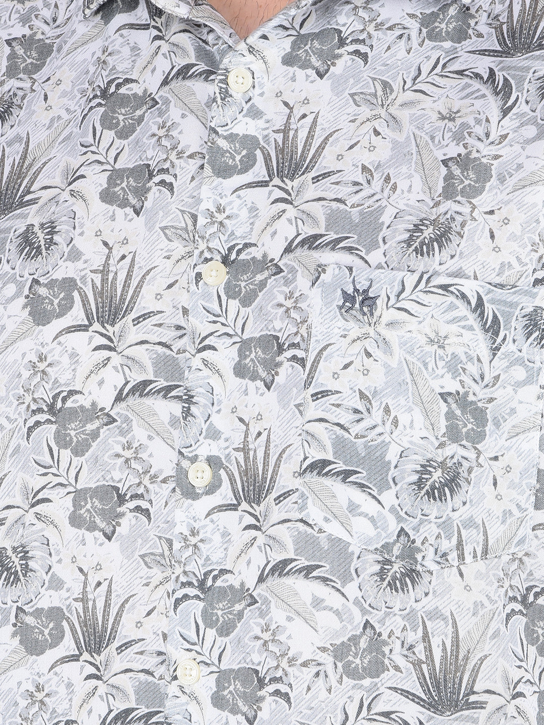 Grey Floral Printed Shirt-Men Shirts-Crimsoune Club