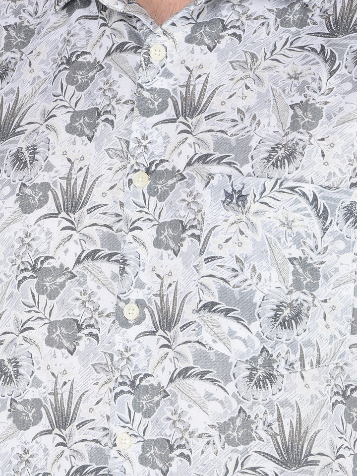 Grey Floral Printed Shirt-Men Shirts-Crimsoune Club