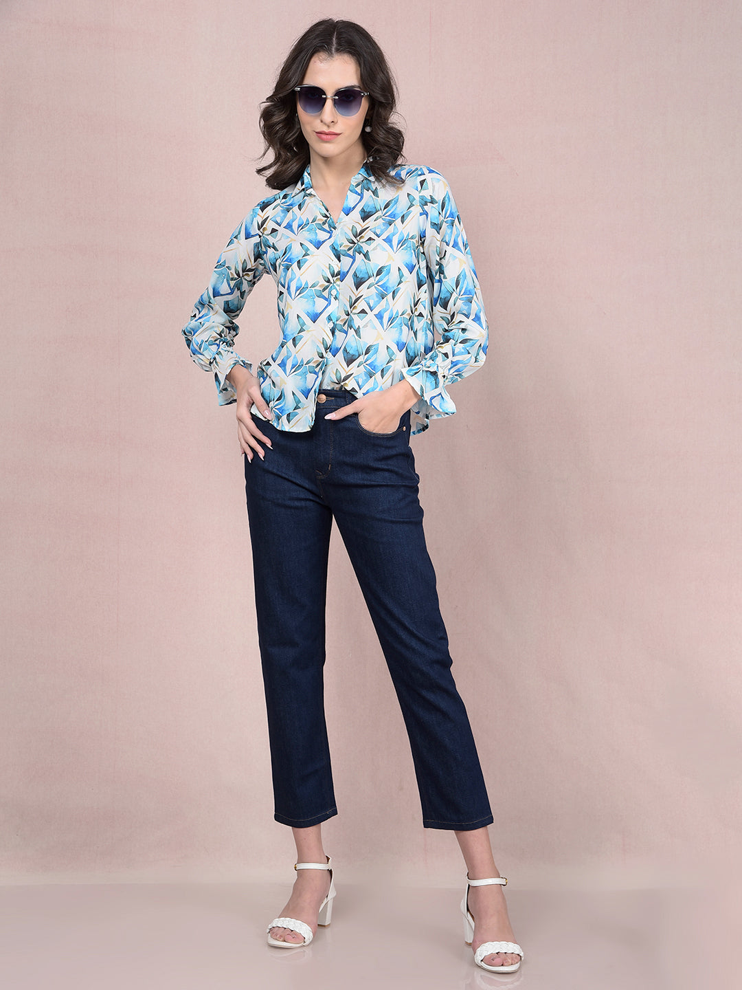 Indigo Chic Straight Cropped Jeans-Women Jeans-Crimsoune Club